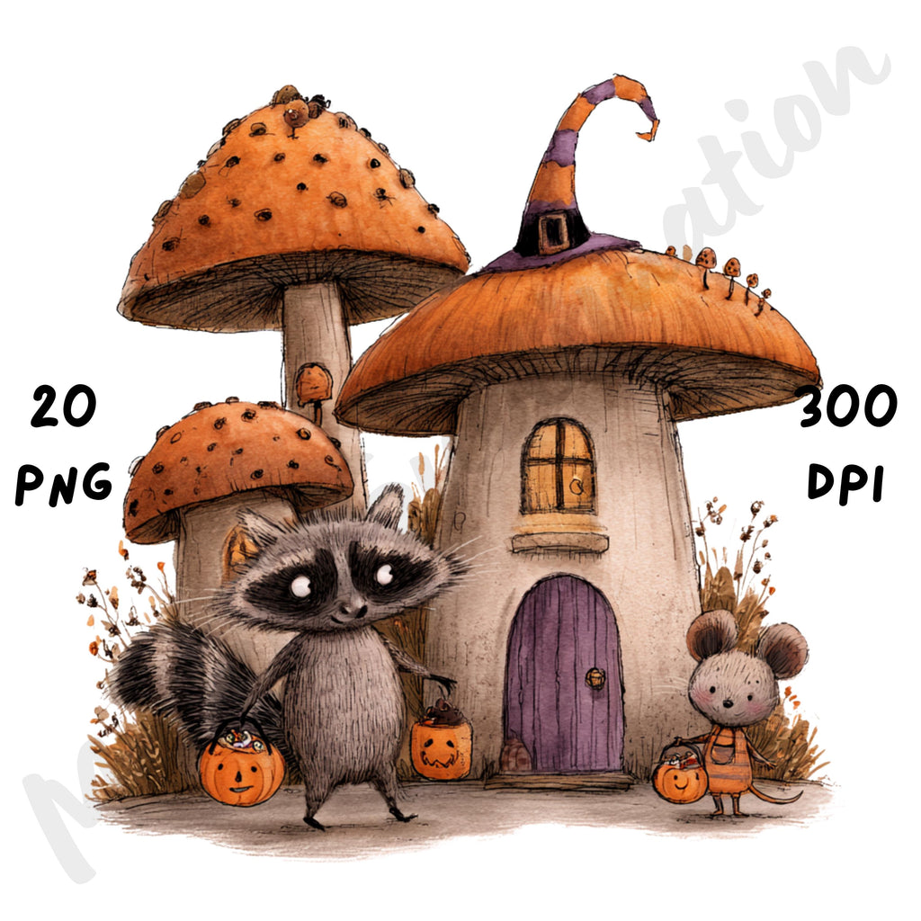 Whimsical Halloween Woodland Clipart