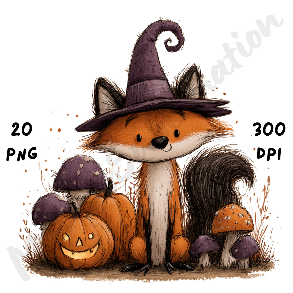 Whimsical Halloween Woodland Clipart