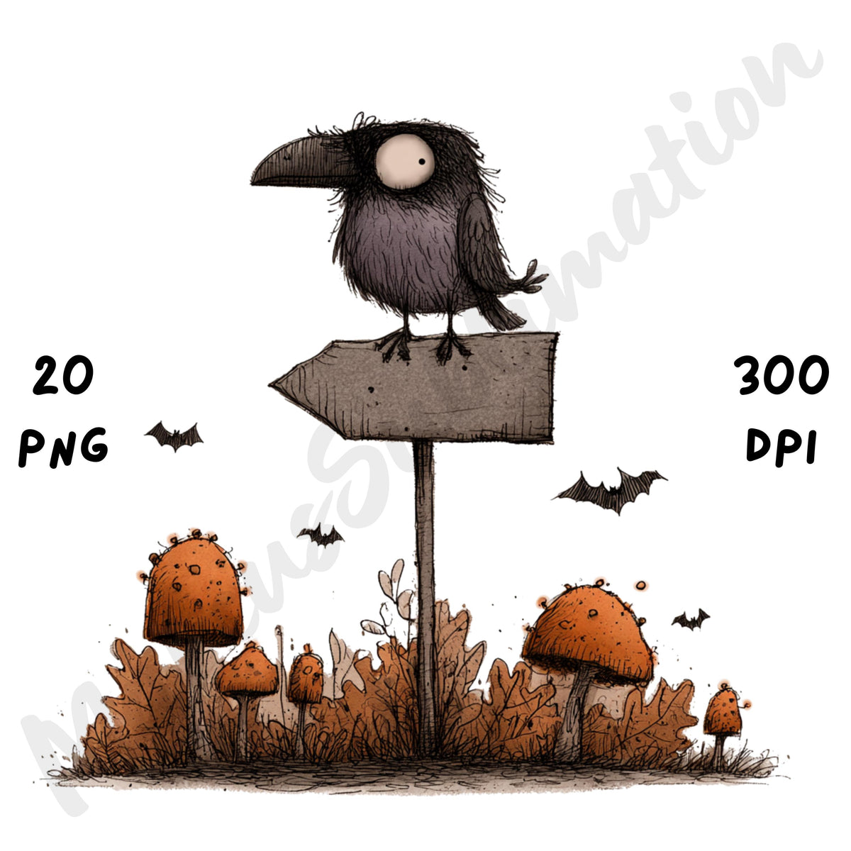 Whimsical Halloween Birds Clipart
