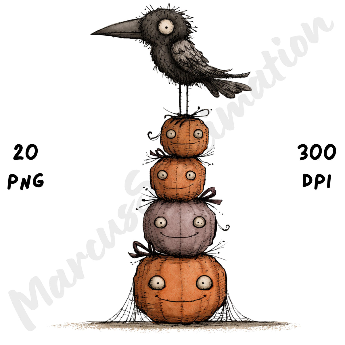 Whimsical Halloween Birds Clipart