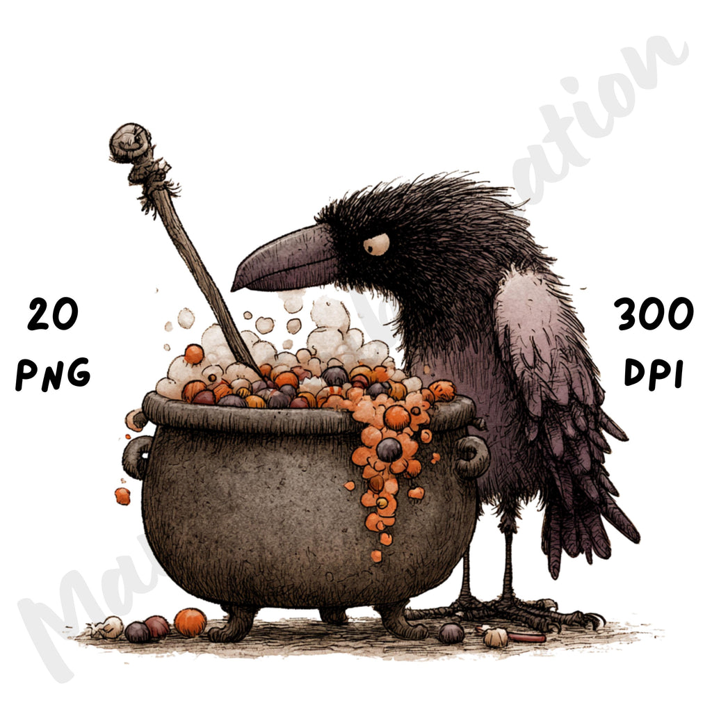 Whimsical Halloween Birds Clipart