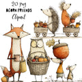 Fall Acorn Friends Whimsical Clipart Bundle