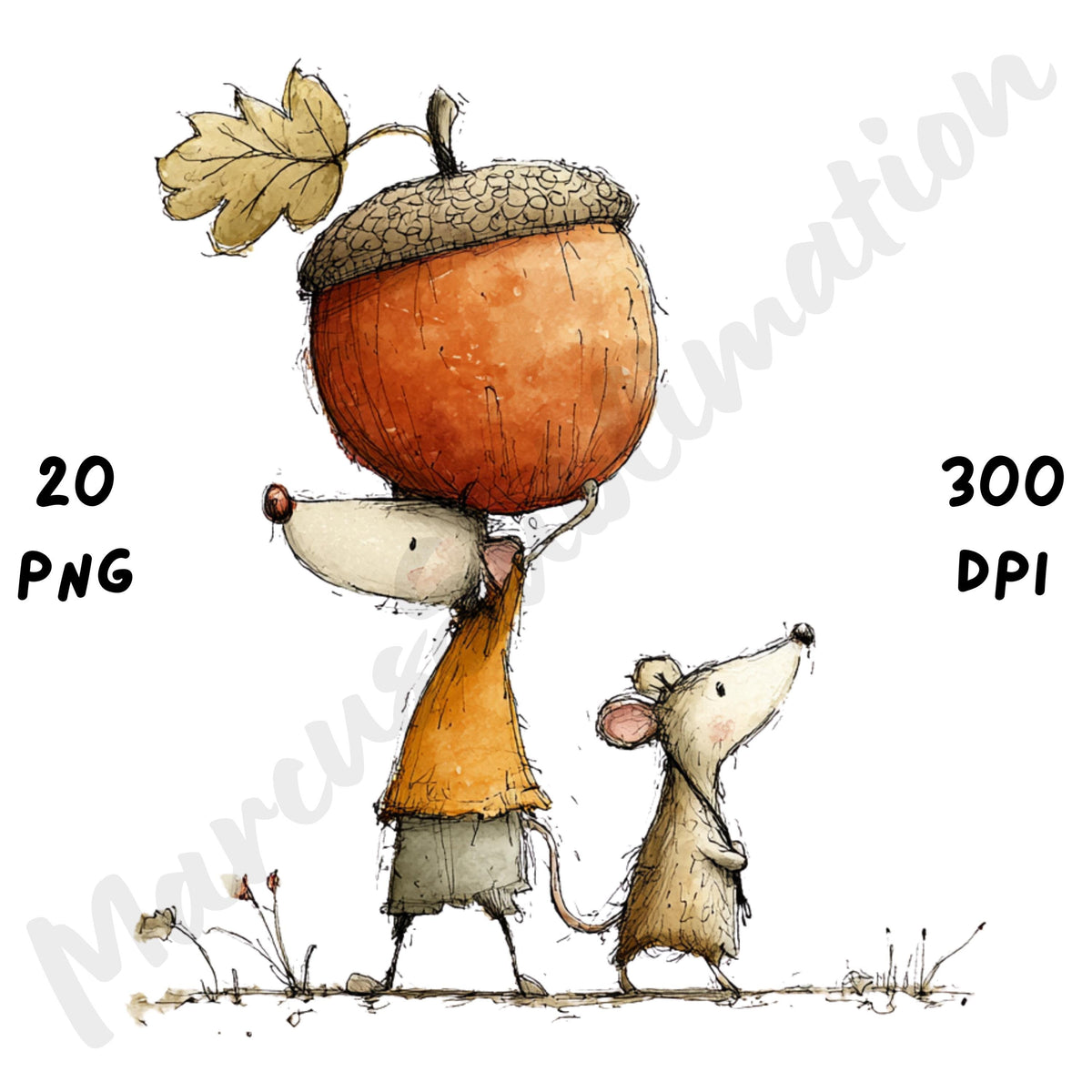 Fall Acorn Friends Whimsical Clipart Bundle