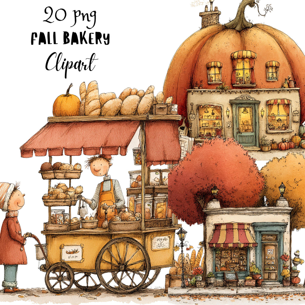 Fall Bakery Whimsical Clipart Bundle