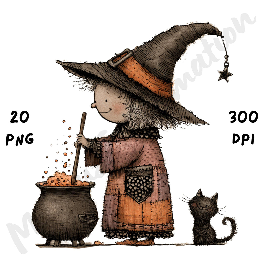 Whimsical Halloween Grandma Clipart