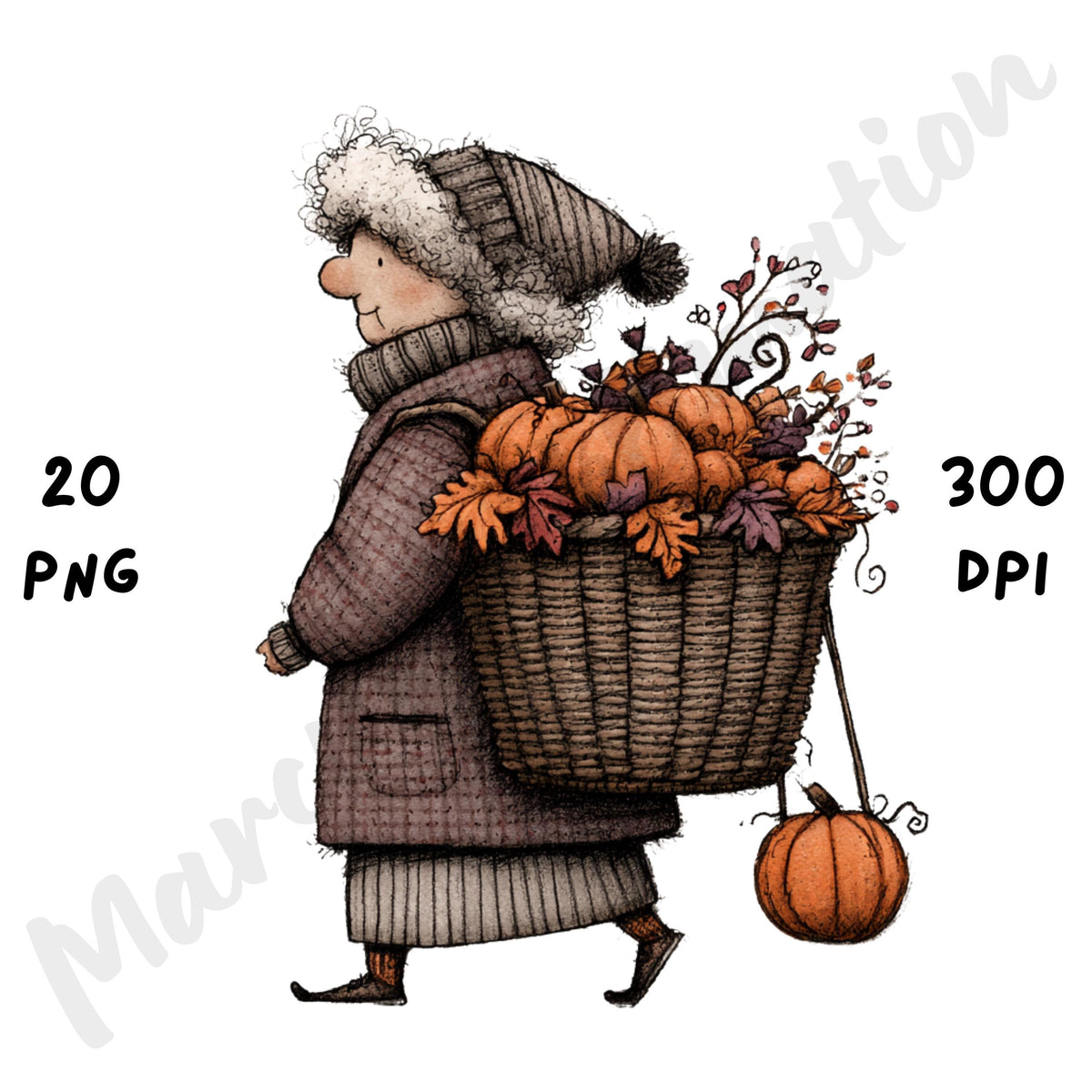 Whimsical Halloween Grandma Clipart