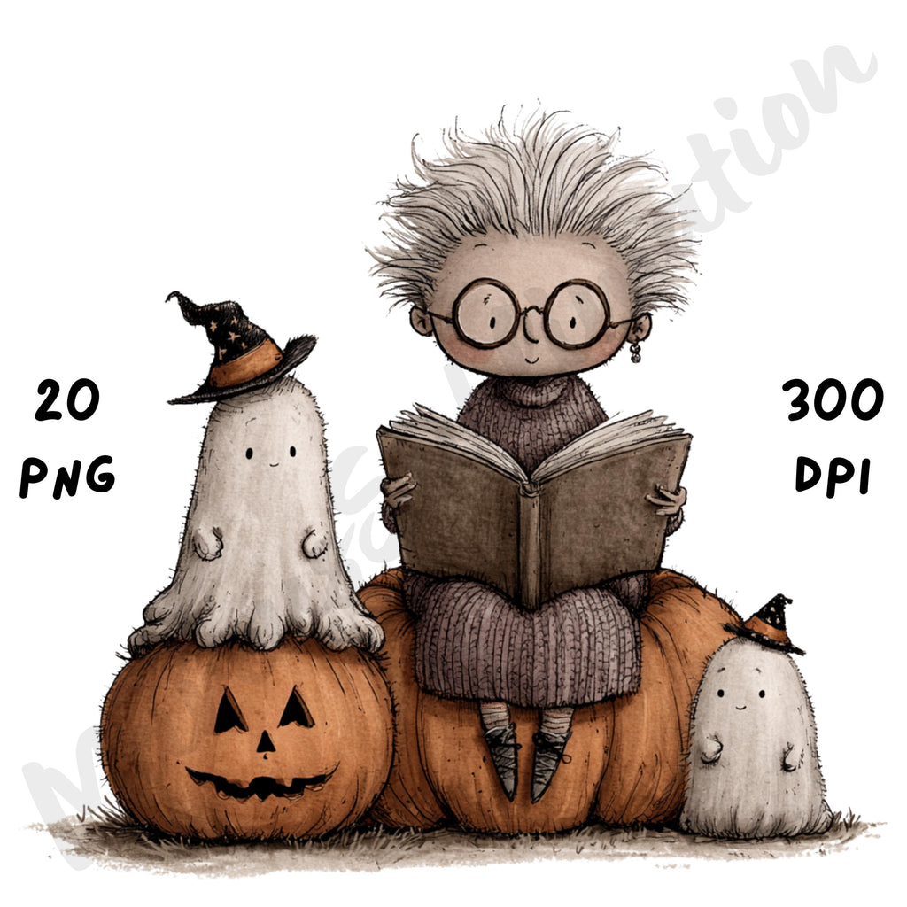 Whimsical Halloween Grandma Clipart