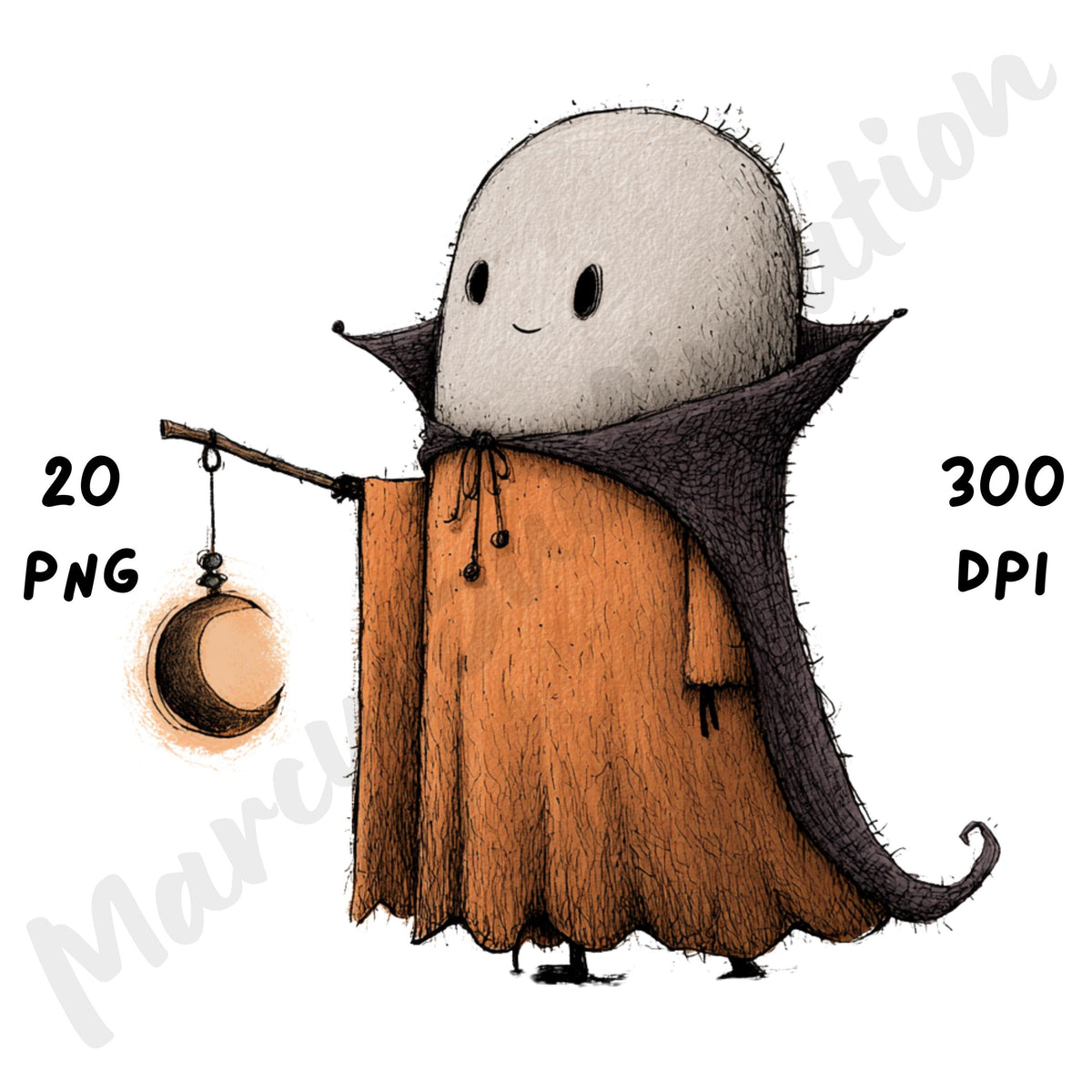 Whimsical Halloween Ghost Clipart