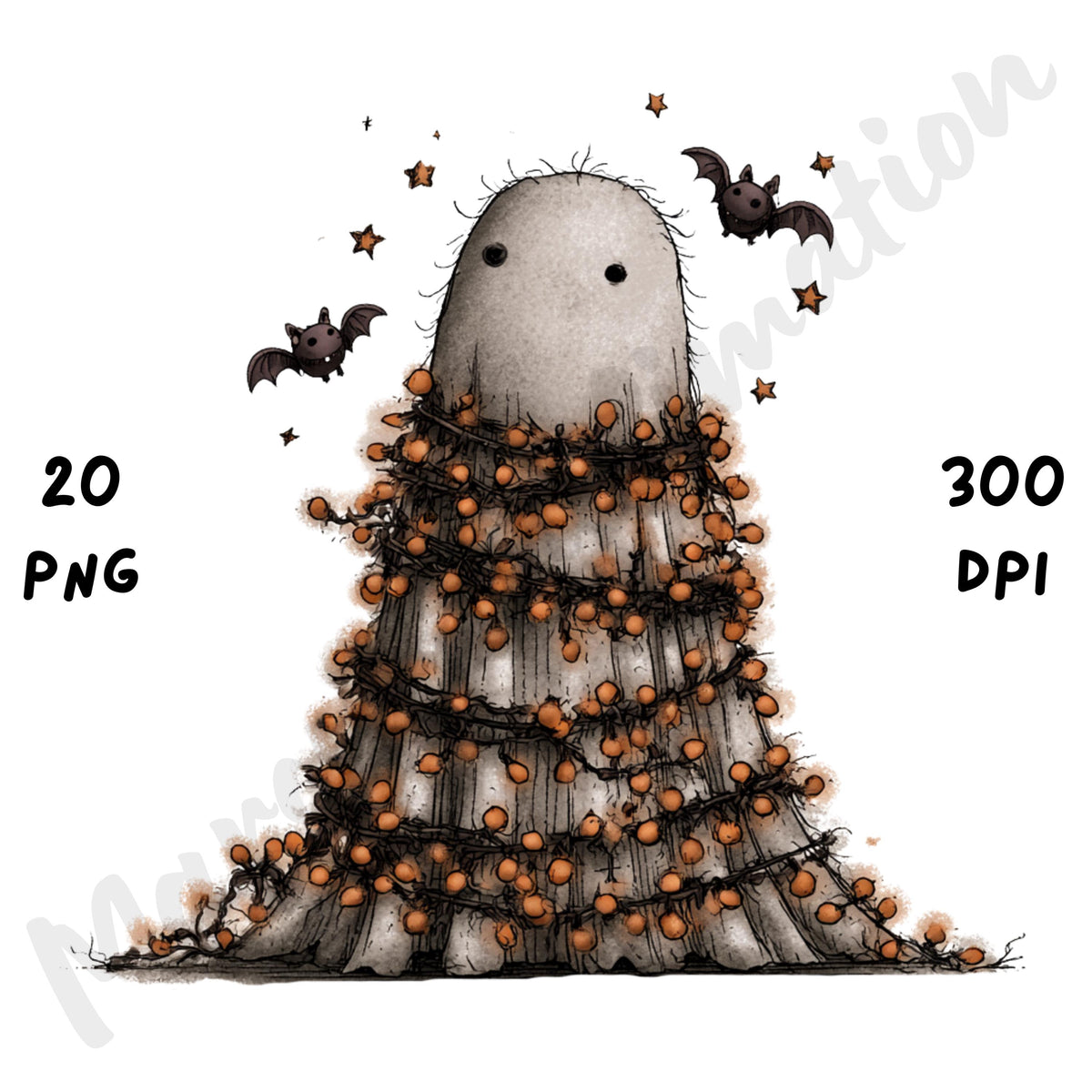 Whimsical Halloween Ghost Clipart