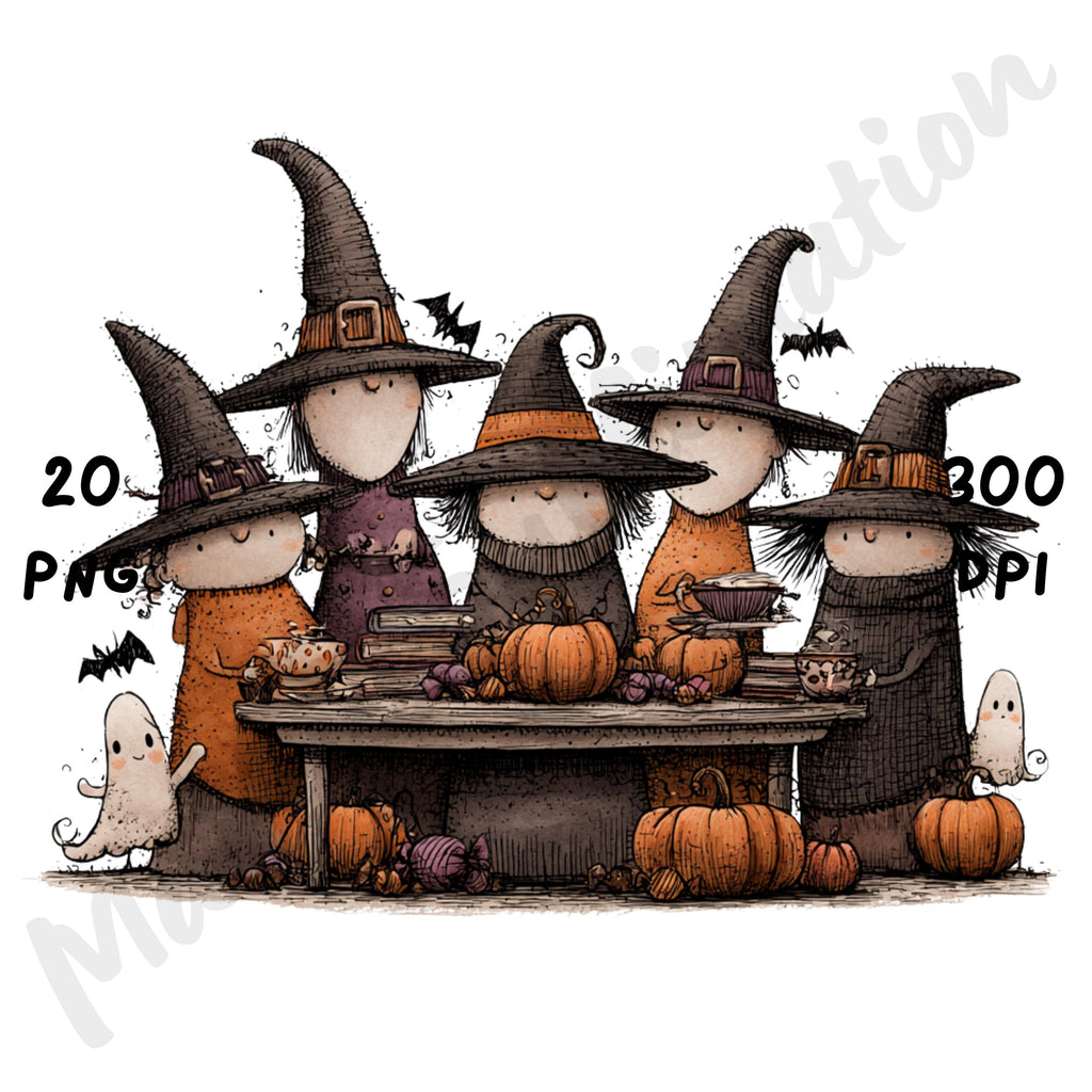 Whimsical Halloween Witch Clipart