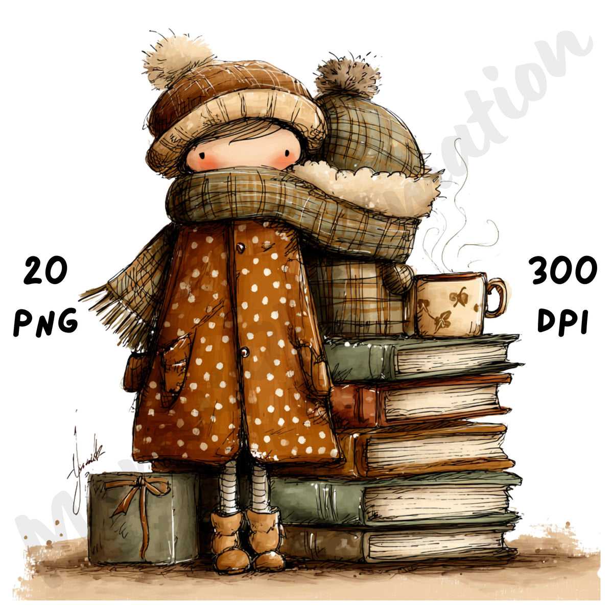 Fall Books Whimsical Clipart Bundle