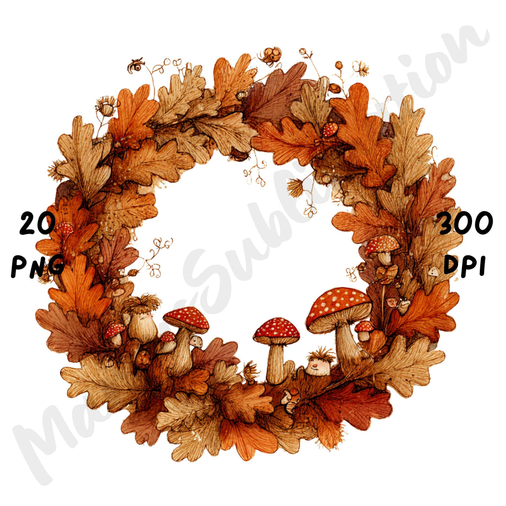 Fall Wreaths Whimsical Clipart Bundle