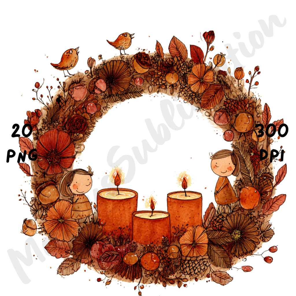 Fall Wreaths Whimsical Clipart Bundle