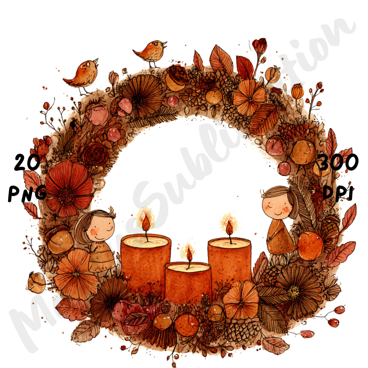 Fall Wreaths Whimsical Clipart Bundle