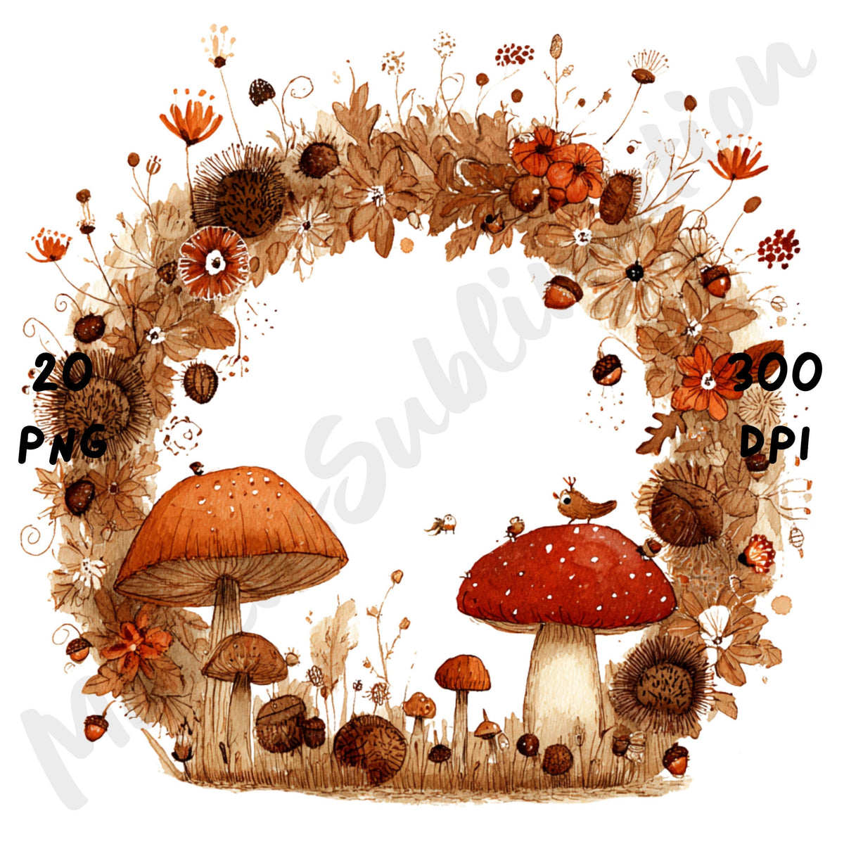 Fall Wreaths Whimsical Clipart Bundle