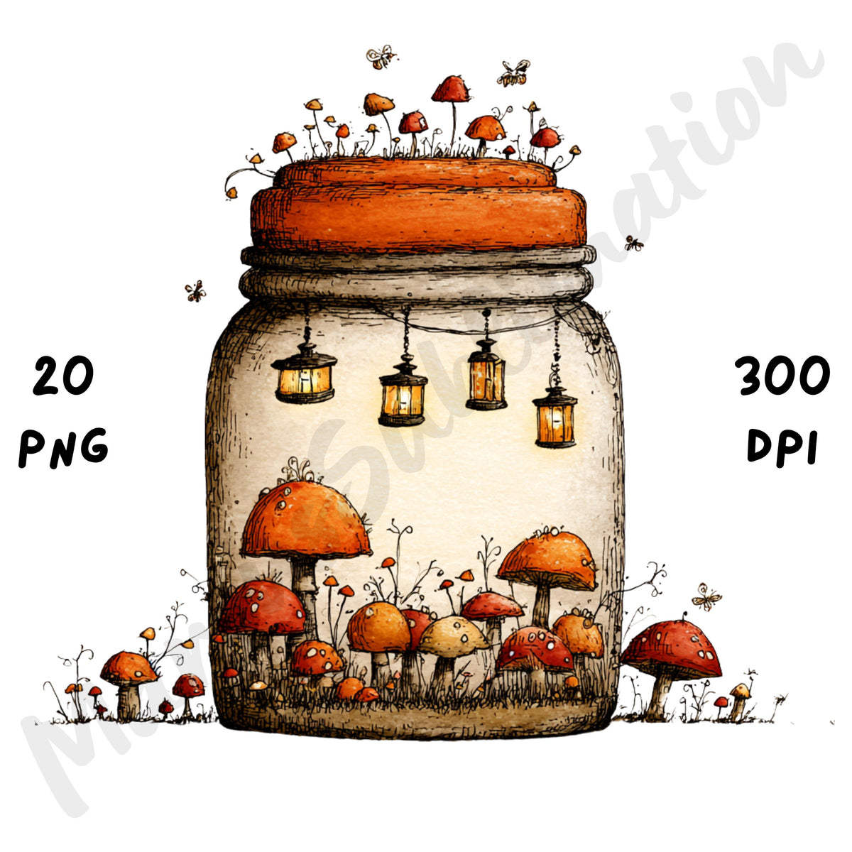Fall Mason Jars Whimsical Clipart Bundle