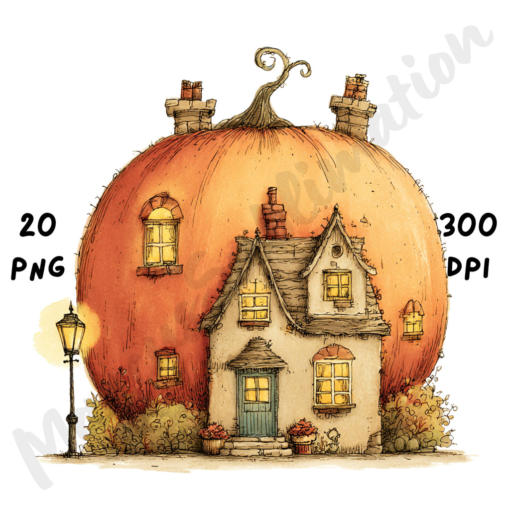 Fall Lanterns Whimsical Clipart Bundle