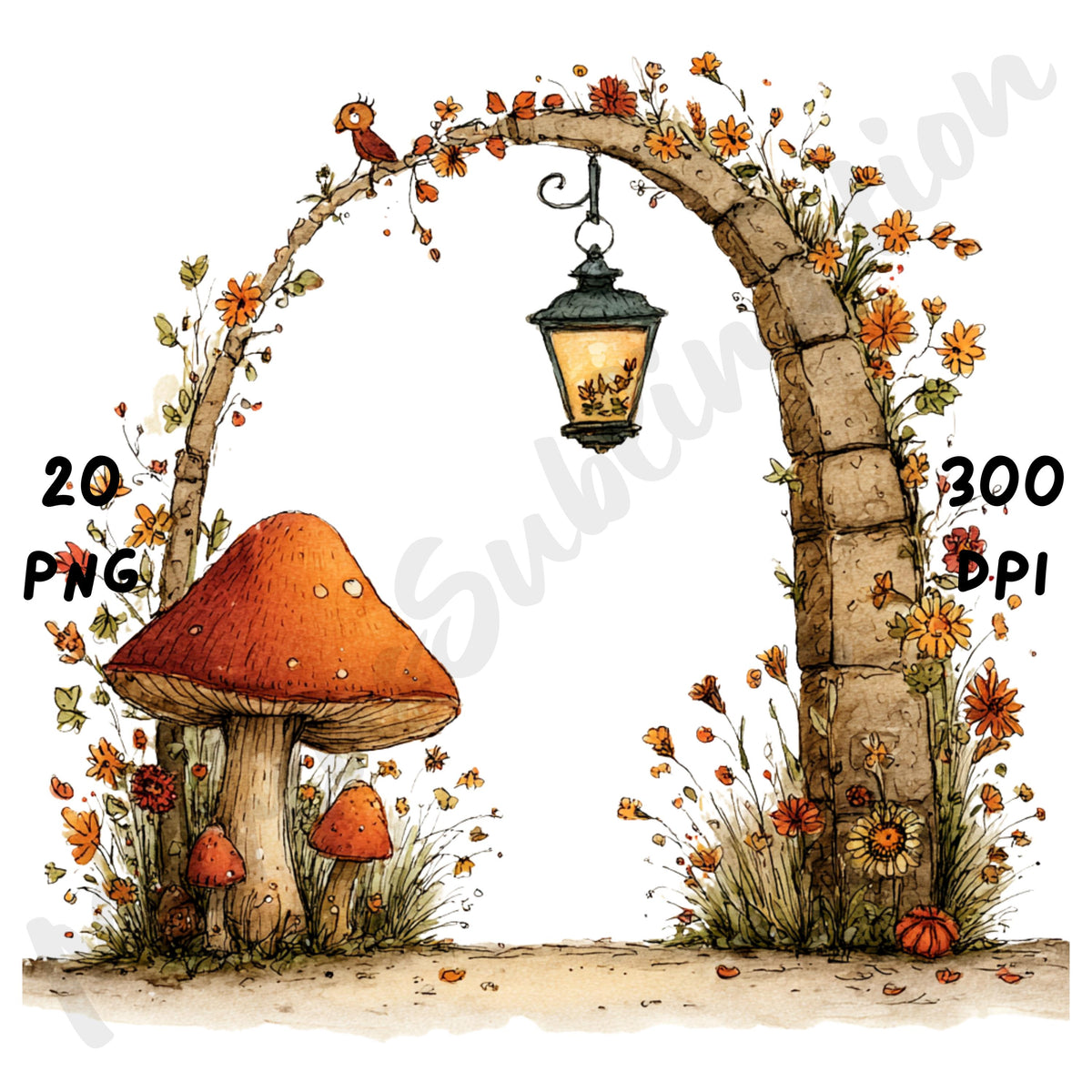 Fall Lanterns Whimsical Clipart Bundle