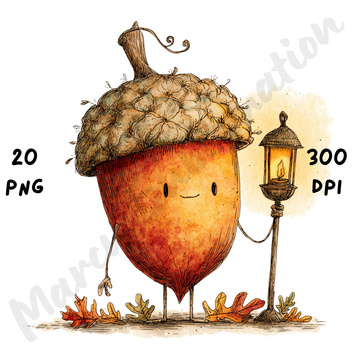 Fall Lanterns Whimsical Clipart Bundle
