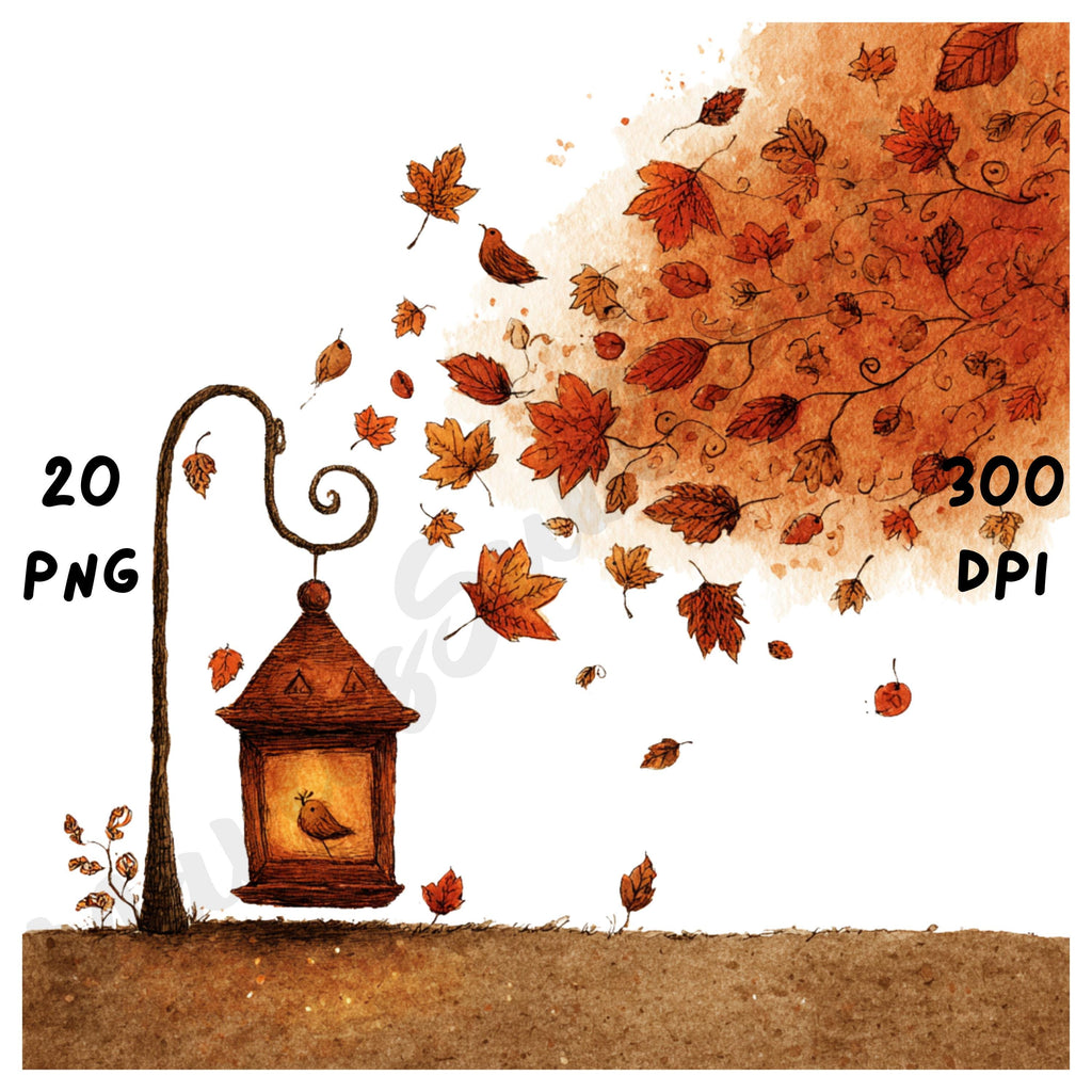 Fall Leaves Whimsical Clipart Bundle