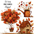 Fall Leaves Whimsical Clipart Bundle