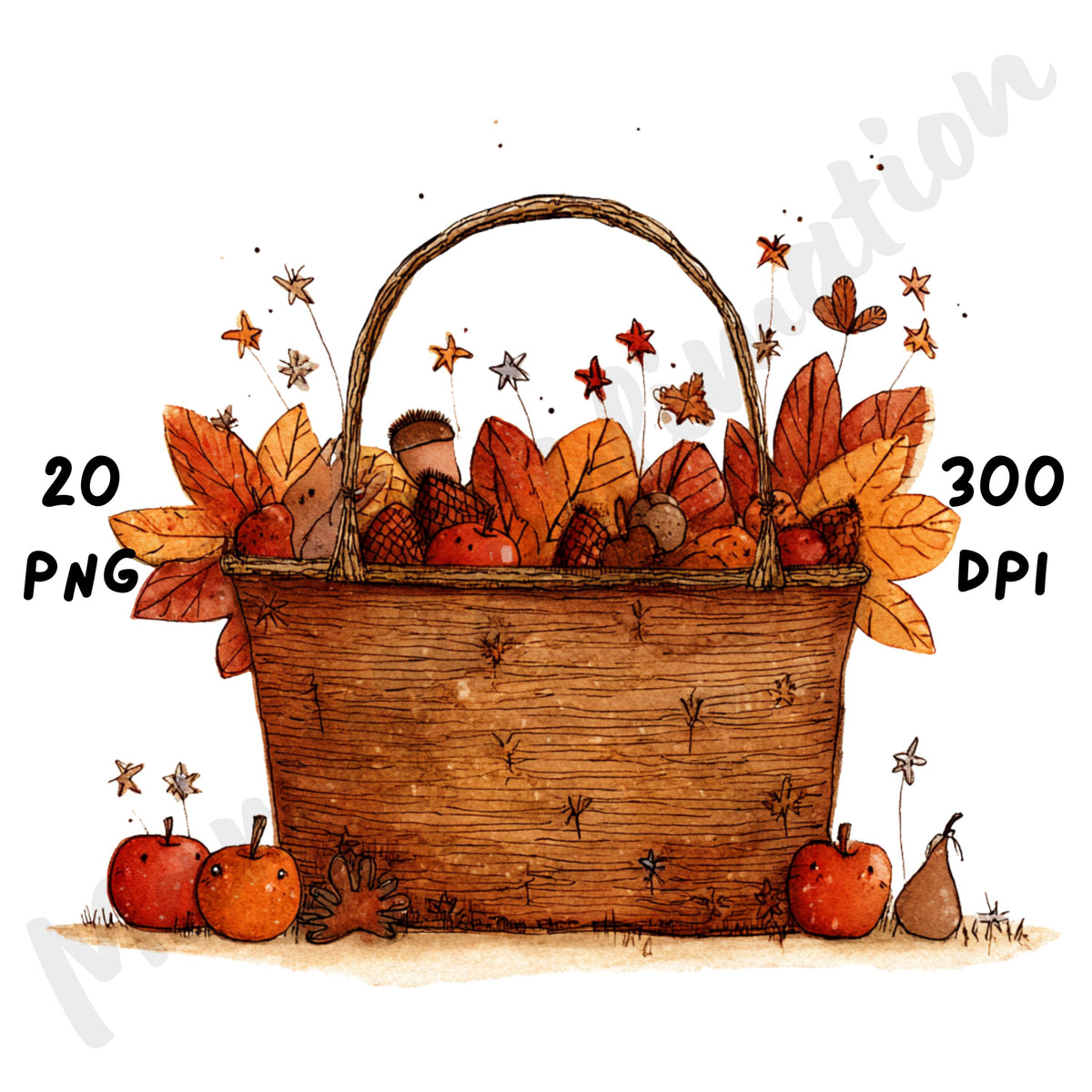 Fall Leaves Whimsical Clipart Bundle