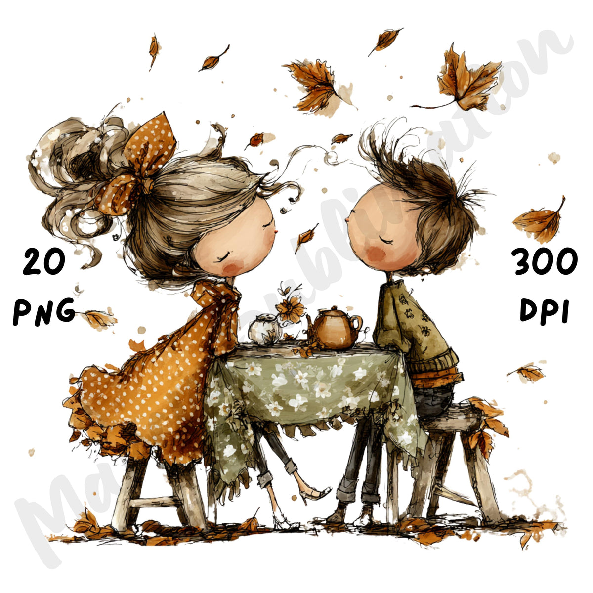 Fall Picnic Whimsical Clipart Bundle