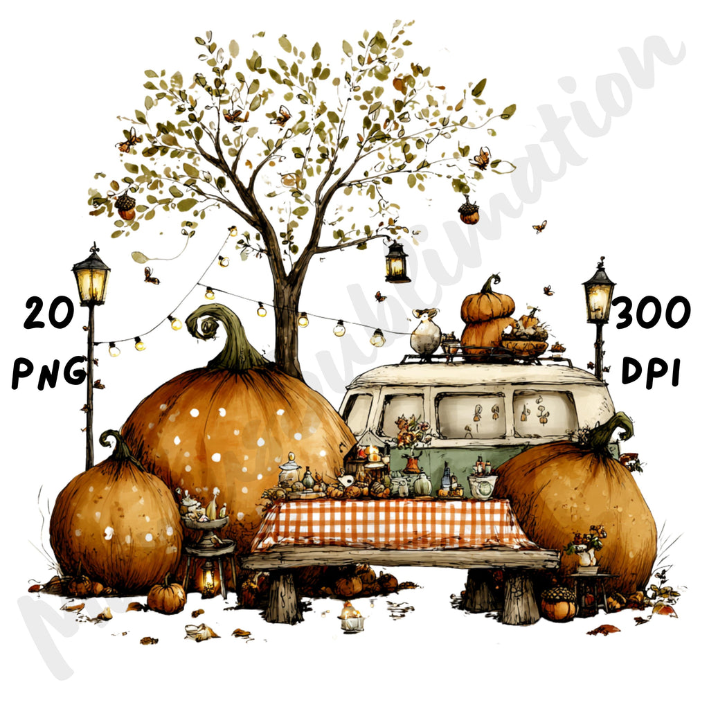 Fall Picnic Whimsical Clipart Bundle