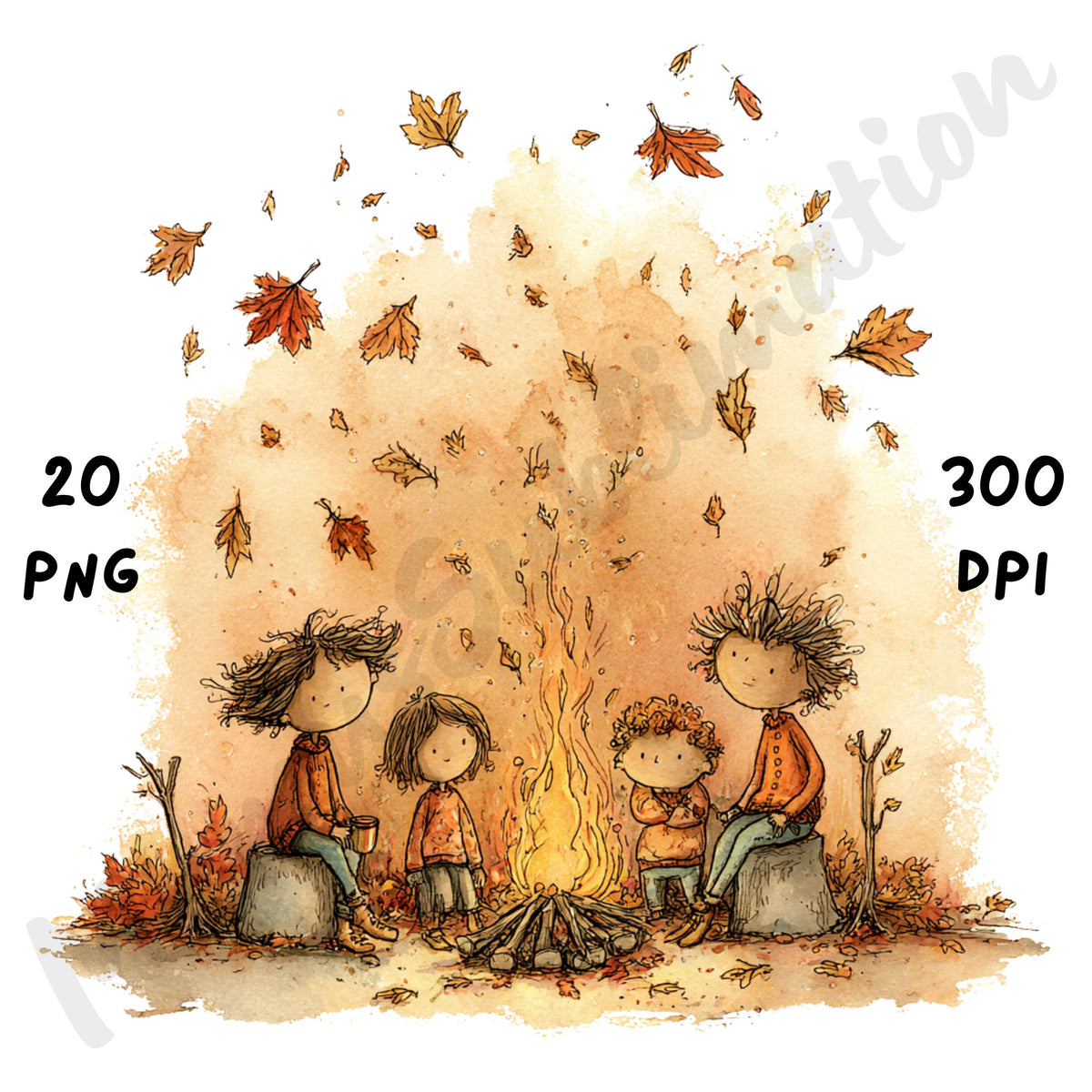 Fall Cozy Campfire Whimsical Clipart Bundle