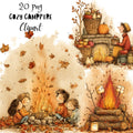 Fall Cozy Campfire Whimsical Clipart Bundle