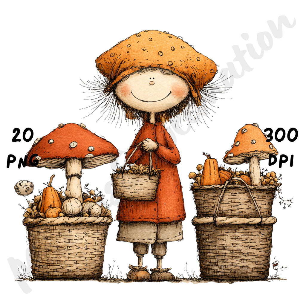 Fall Harvest Market Whimsical Clipart Bundle