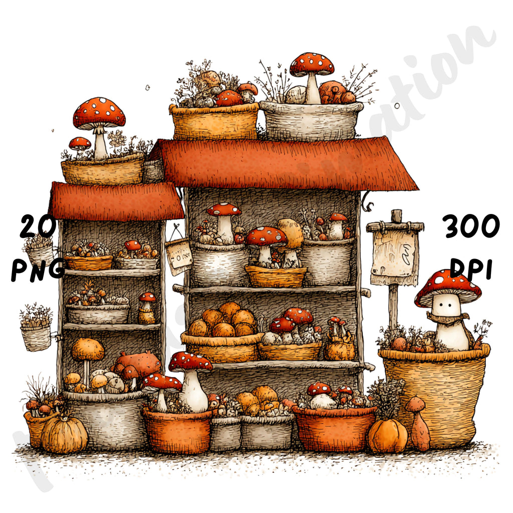 Fall Harvest Market Whimsical Clipart Bundle