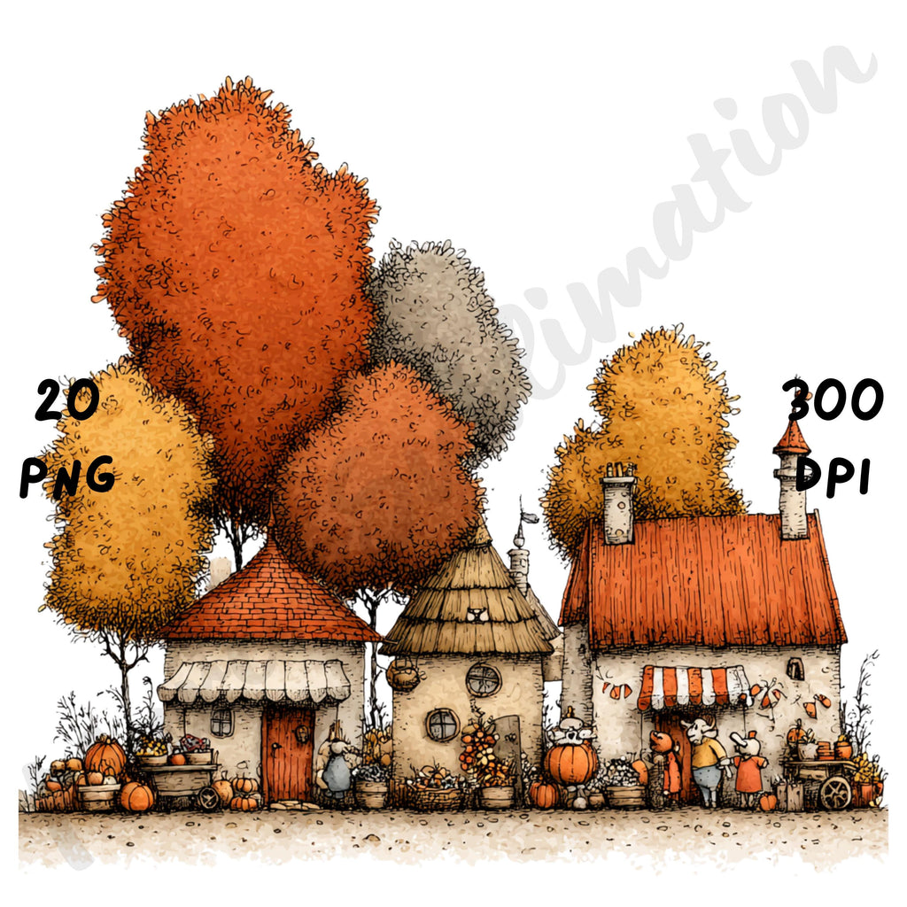 Fall Harvest Market Whimsical Clipart Bundle