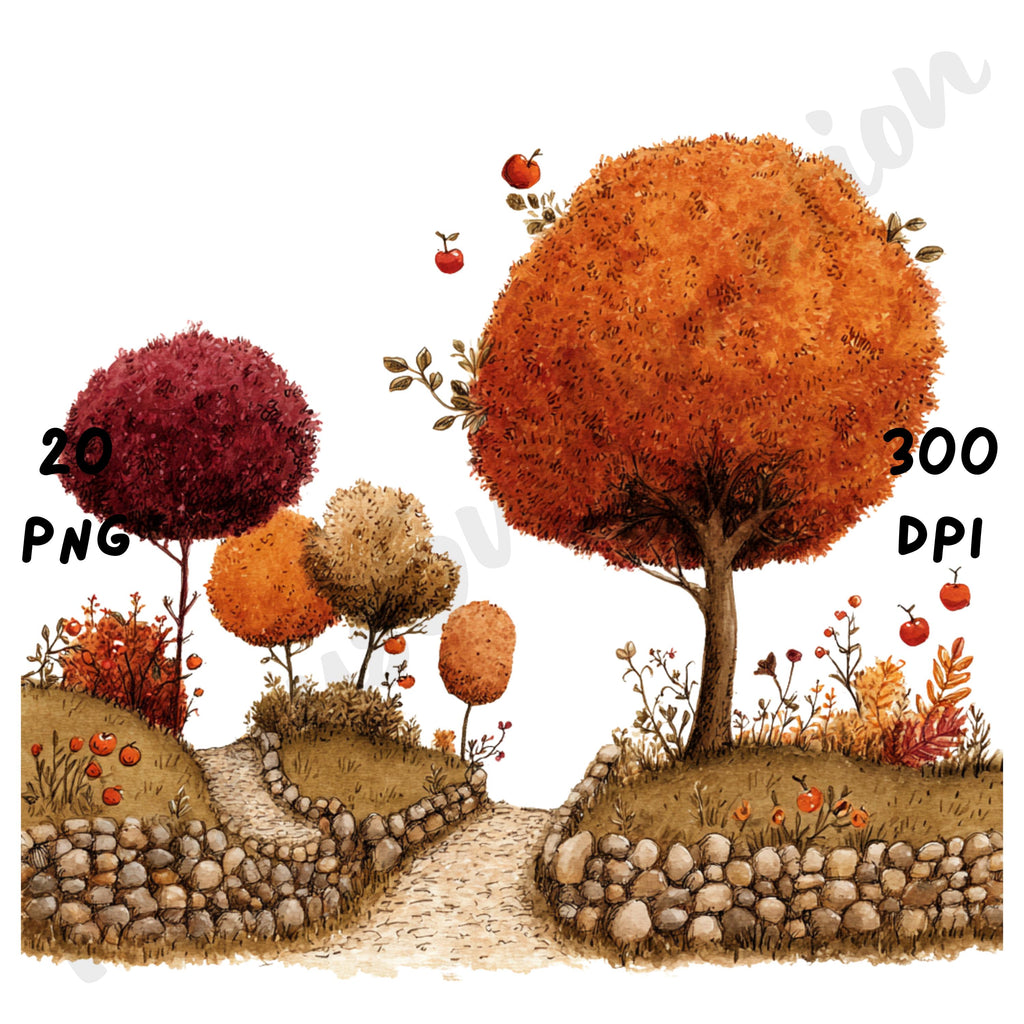 Fall Apple Orchard Whimsical Clipart Bundle