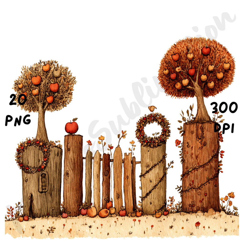 Fall Apple Orchard Whimsical Clipart Bundle