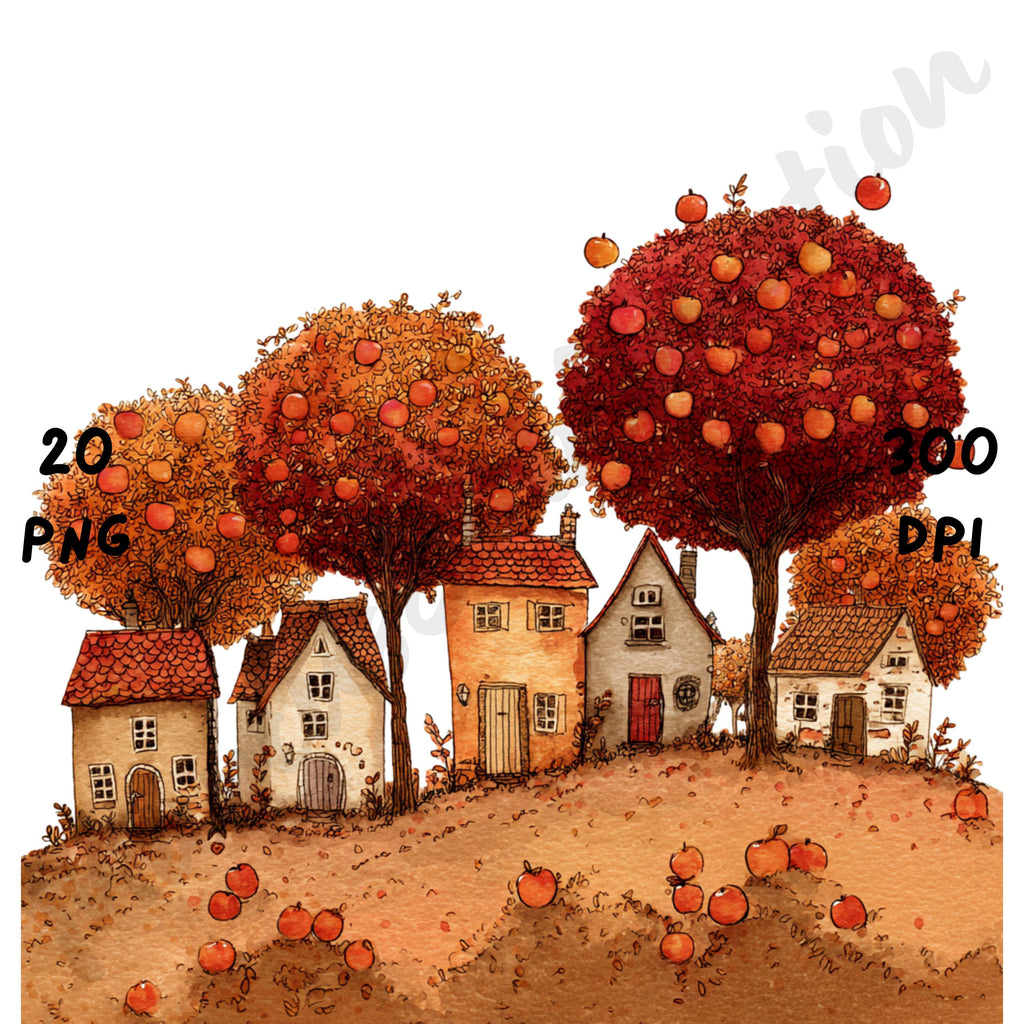 Fall Apple Orchard Whimsical Clipart Bundle