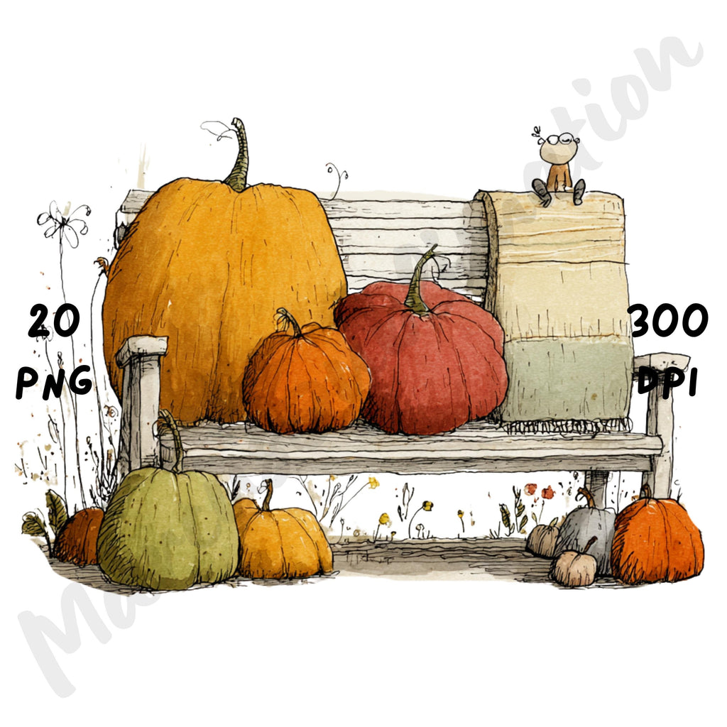 Fall Pumpkin Patch Whimsical Clipart Bundle