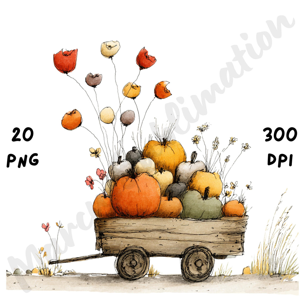 Fall Pumpkin Patch Whimsical Clipart Bundle