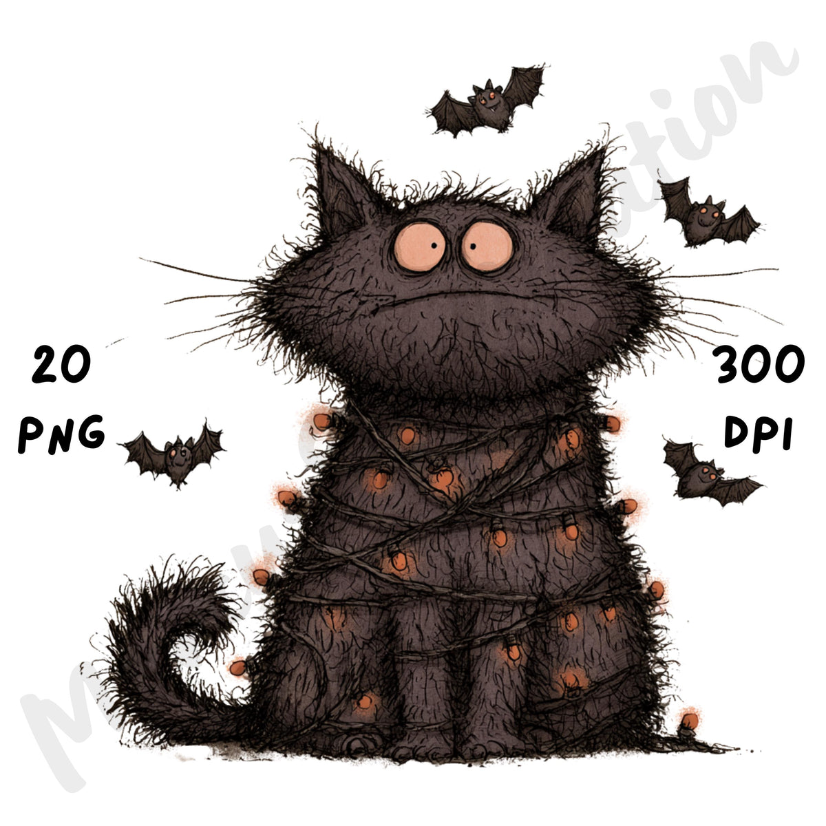Whimsical Halloween Cat Clipart