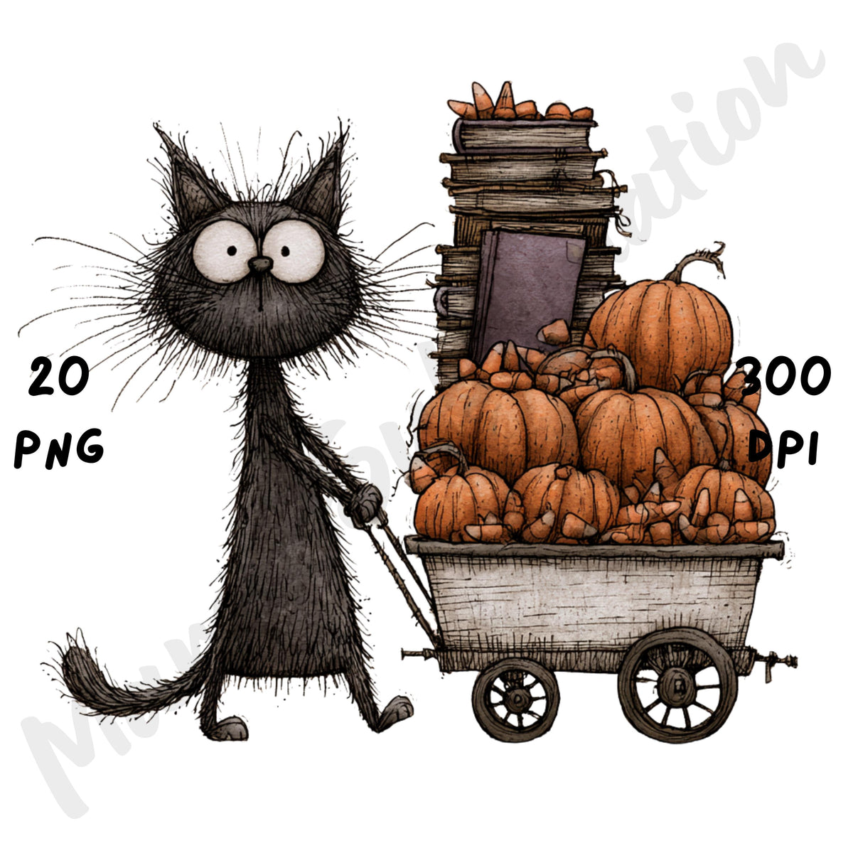 Whimsical Halloween Cat Clipart