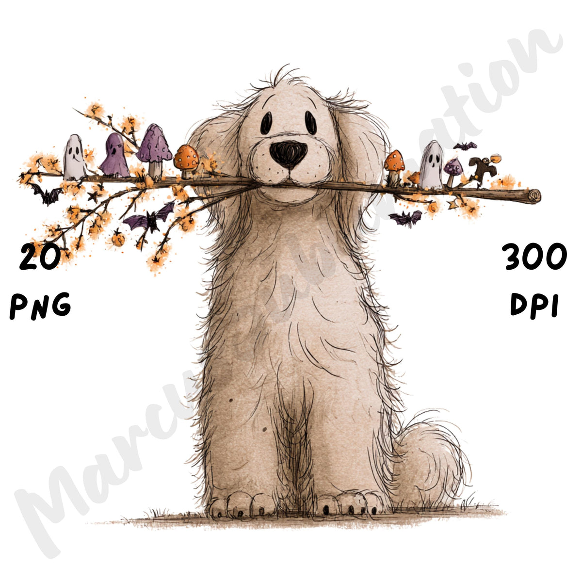 Whimsical Halloween Dog Clipart