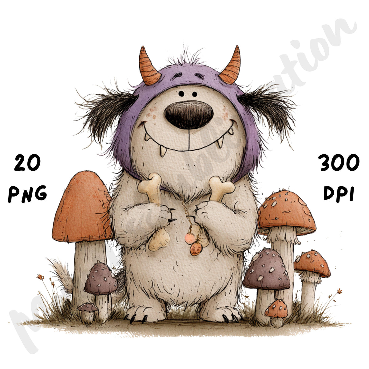 Whimsical Halloween Dog Clipart