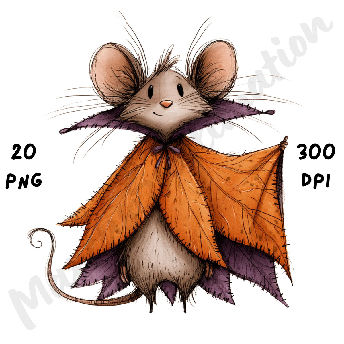 Whimsical Halloween Mouse Clipart