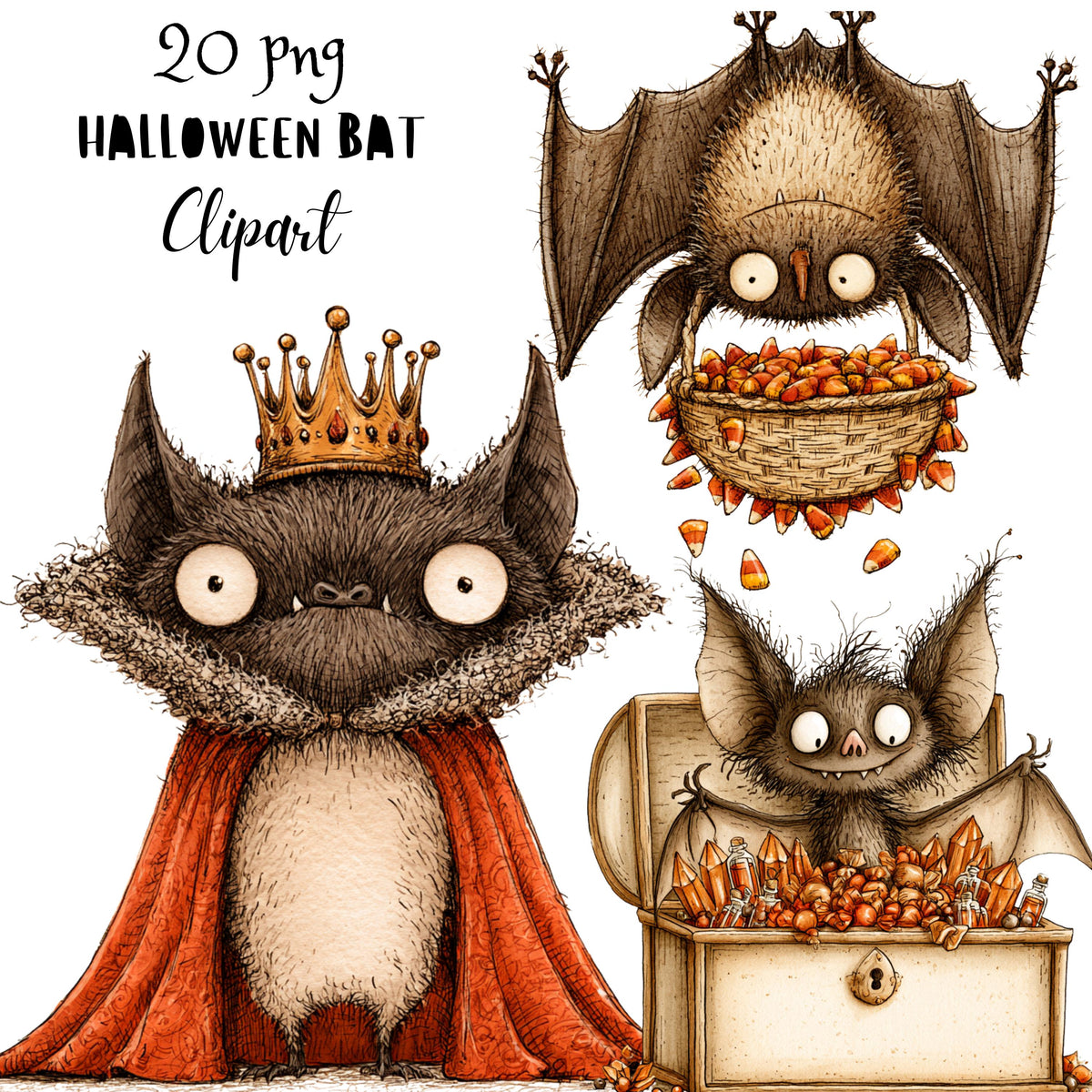 Whimsical Halloween Bat Clipart