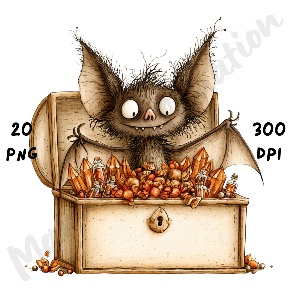 Whimsical Halloween Bat Clipart