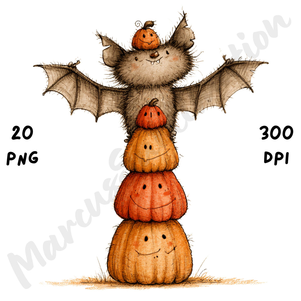 Whimsical Halloween Bat Clipart