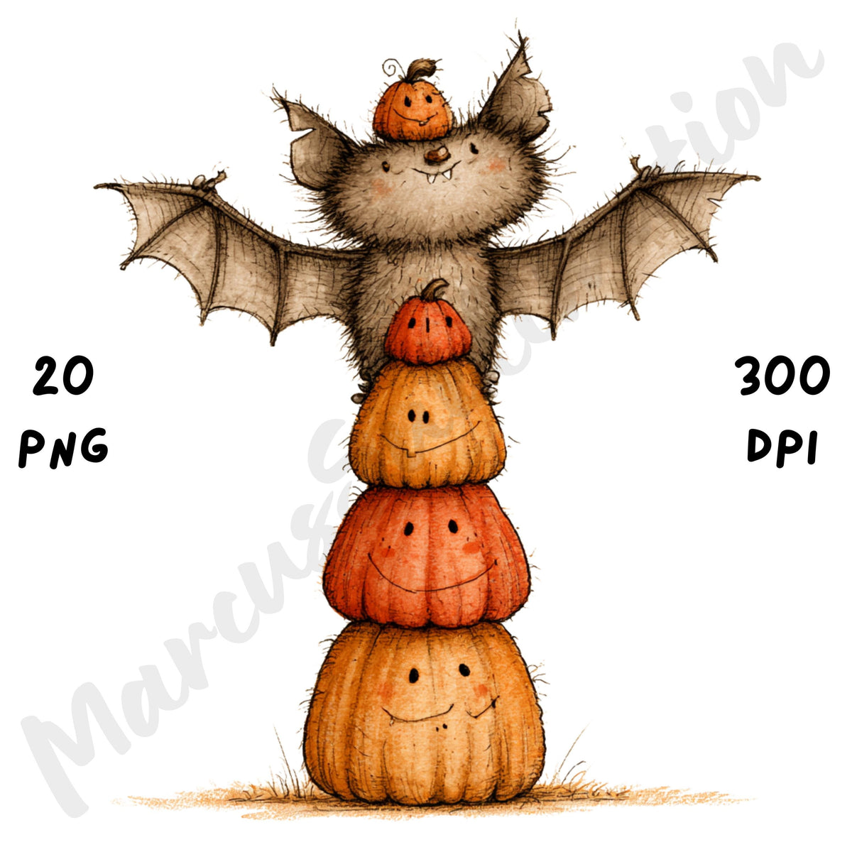 Whimsical Halloween Bat Clipart
