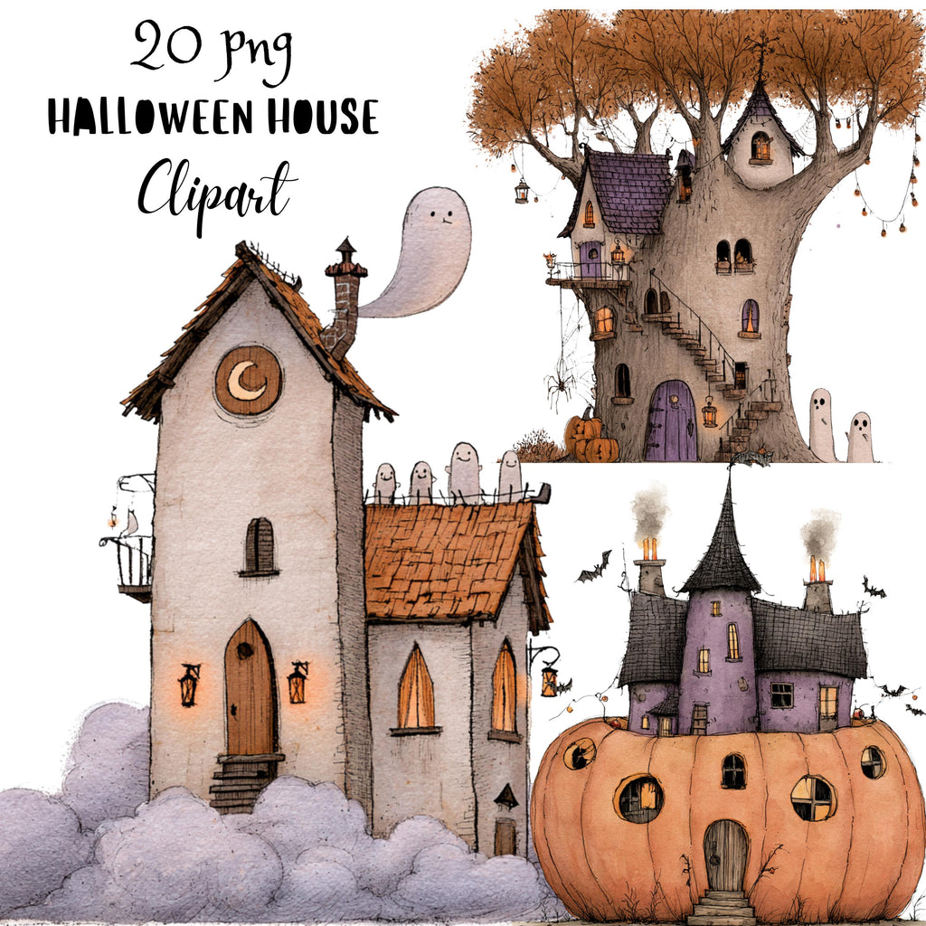 Whimsical Halloween House Clipart