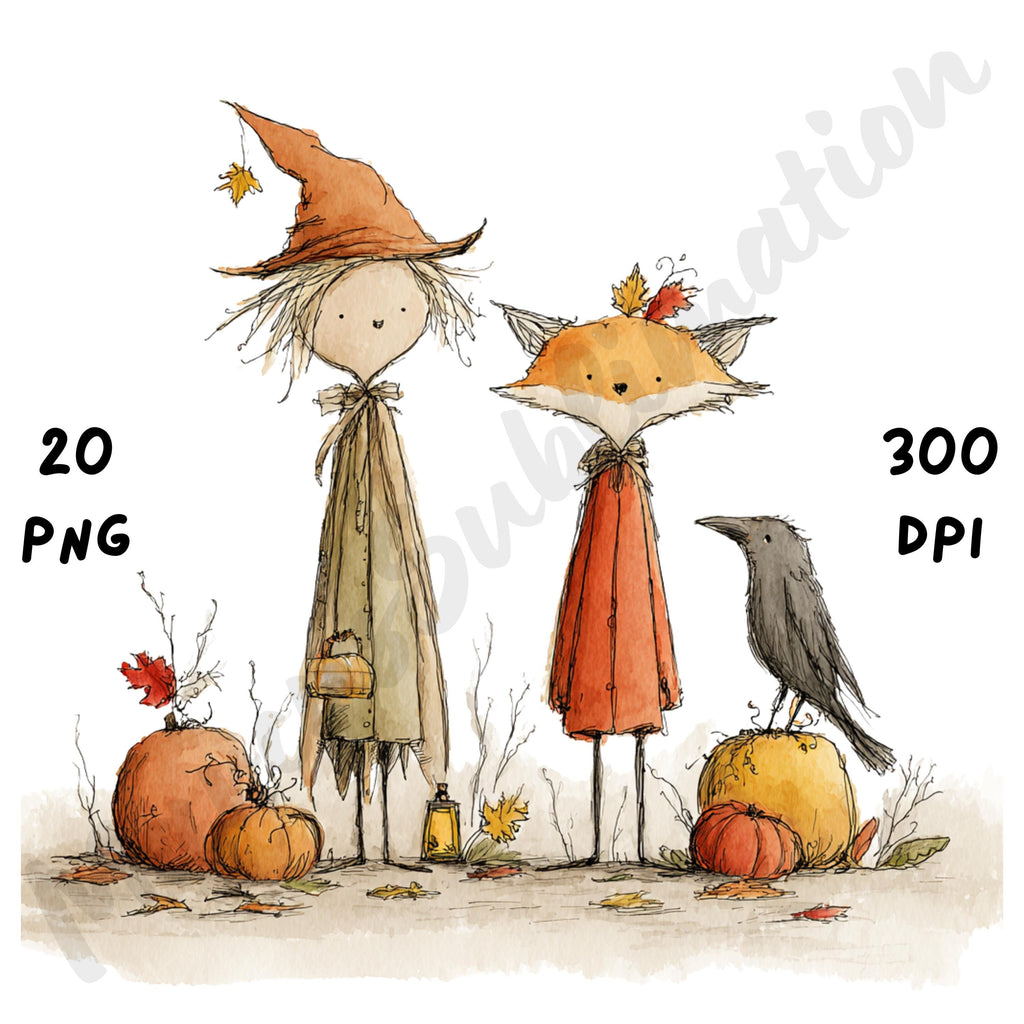 Whimsical Spooky Fall Clipart
