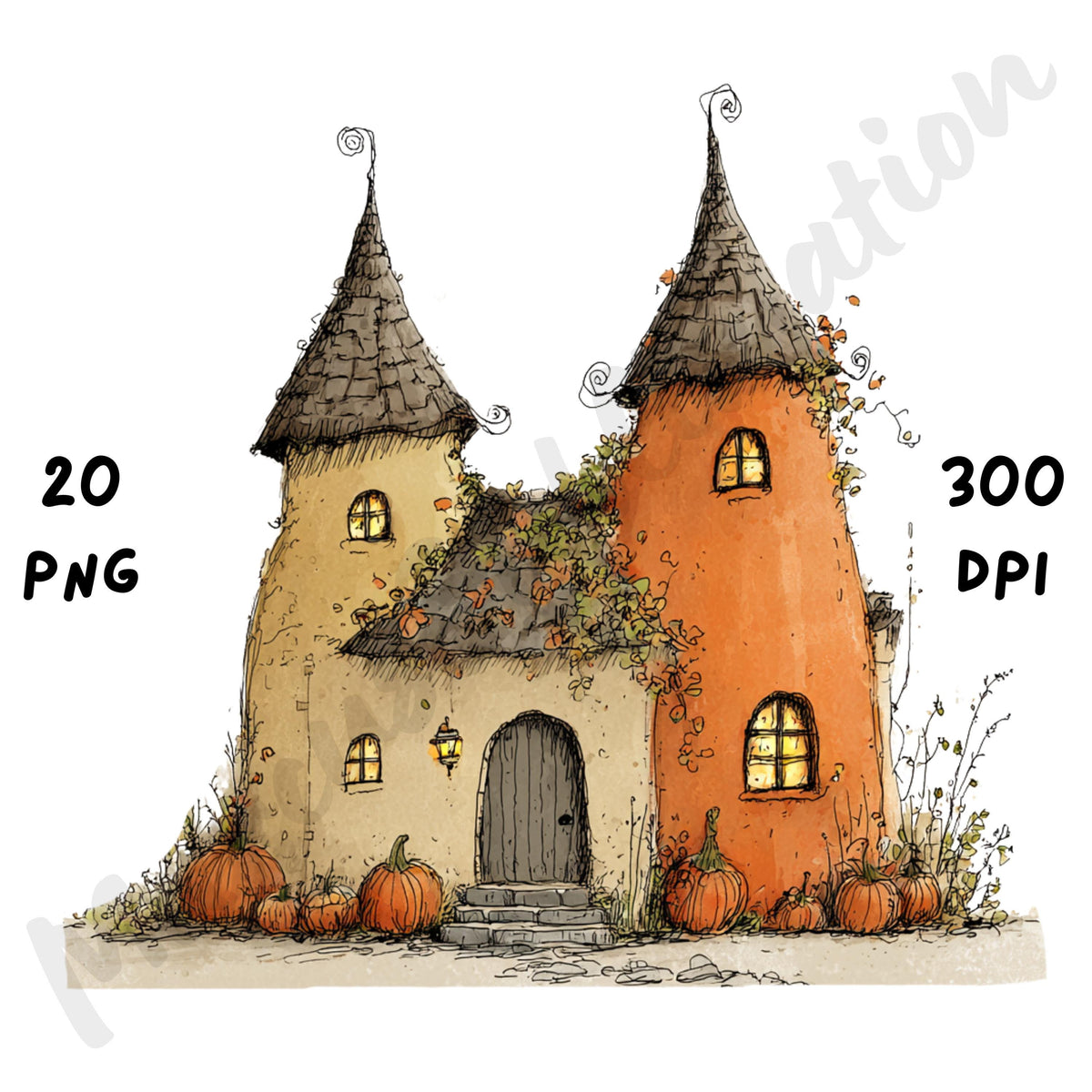 Whimsical Spooky Fall Clipart